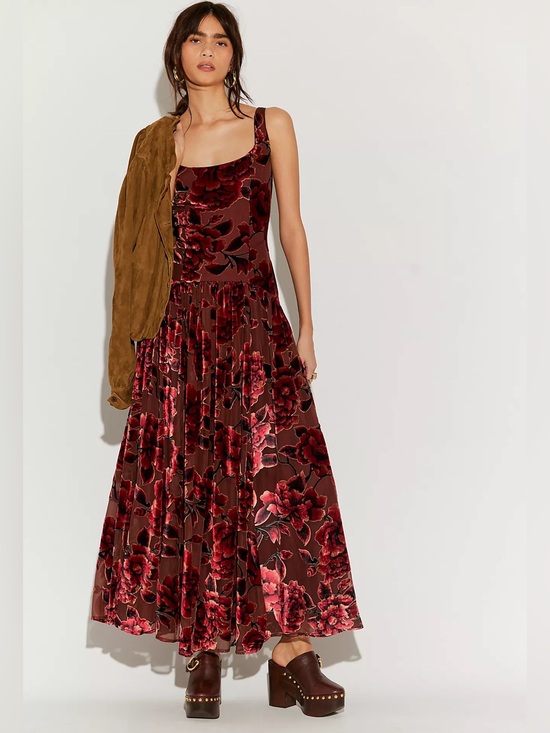 Hutch Dresses & Skirts - Hutch The Ridge Burgundy Velvet Maxi Dress Drop Waist Wedding Cocktail Sz 6